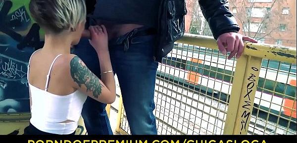  CHICAS LOCA - Sexy tattooed Spanish chick Mey Madness in crazy public fuck on a bridge